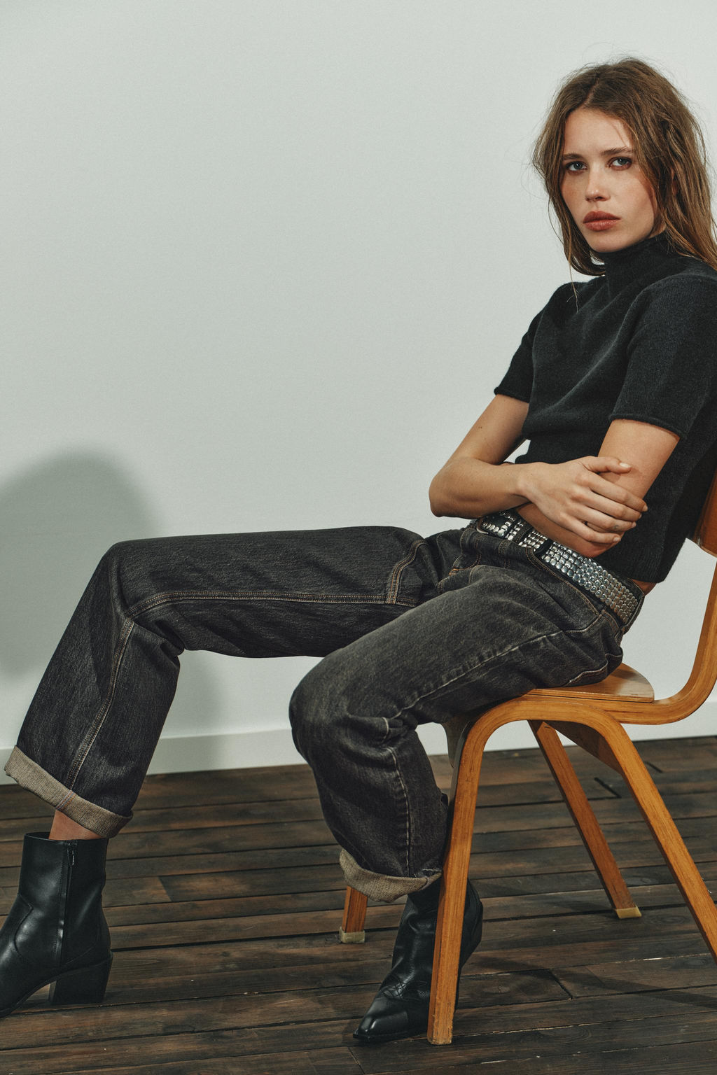 LEATHER COWBOY ANKLE BOOTS WITH TOPSTITCHING - Zara фото 3