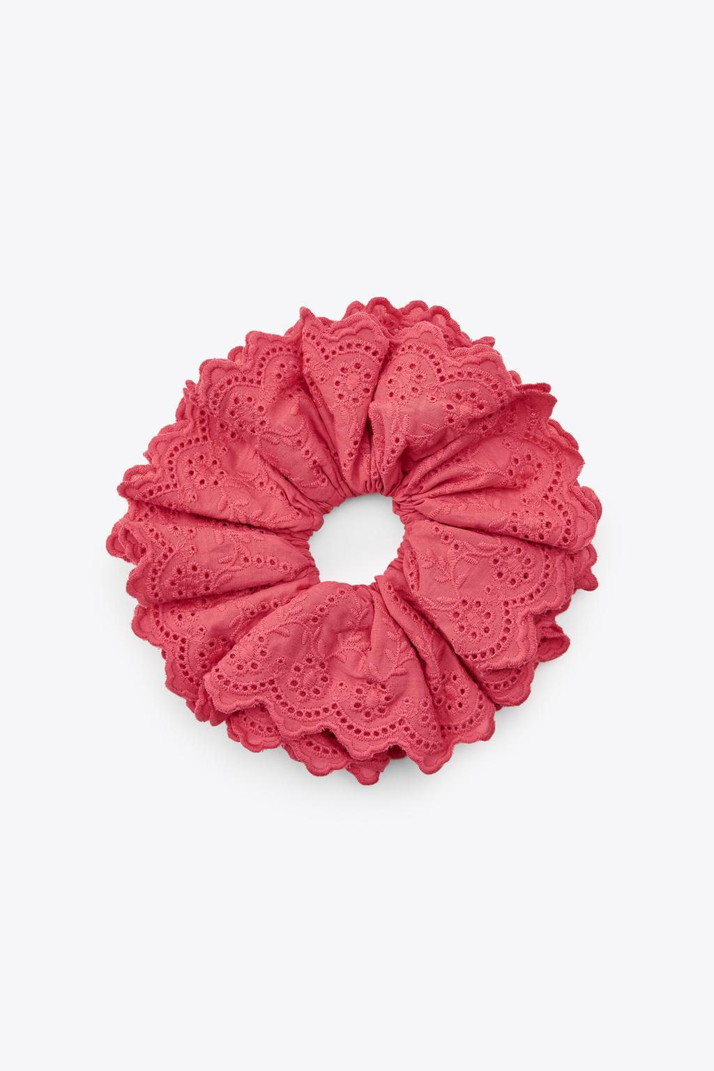 MAXI COTTON SCRUNCHIE WITH EMBROIDERY - Zara фото 3