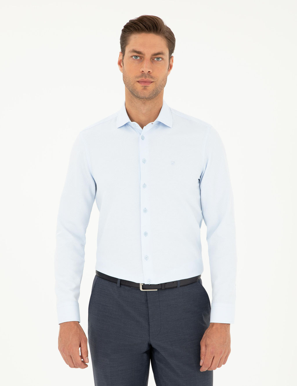 A__k Mavi Slim Fit Uzun Kollu G_mlek