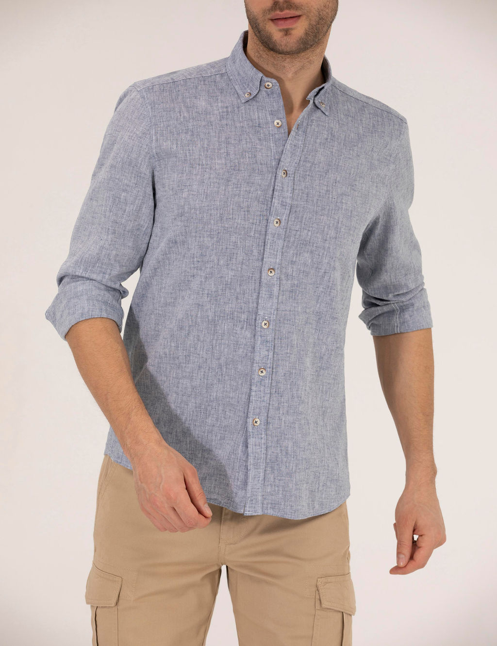 Рубашка Pierre Cardin Regular Fit темно-синяя с длинным рукавом