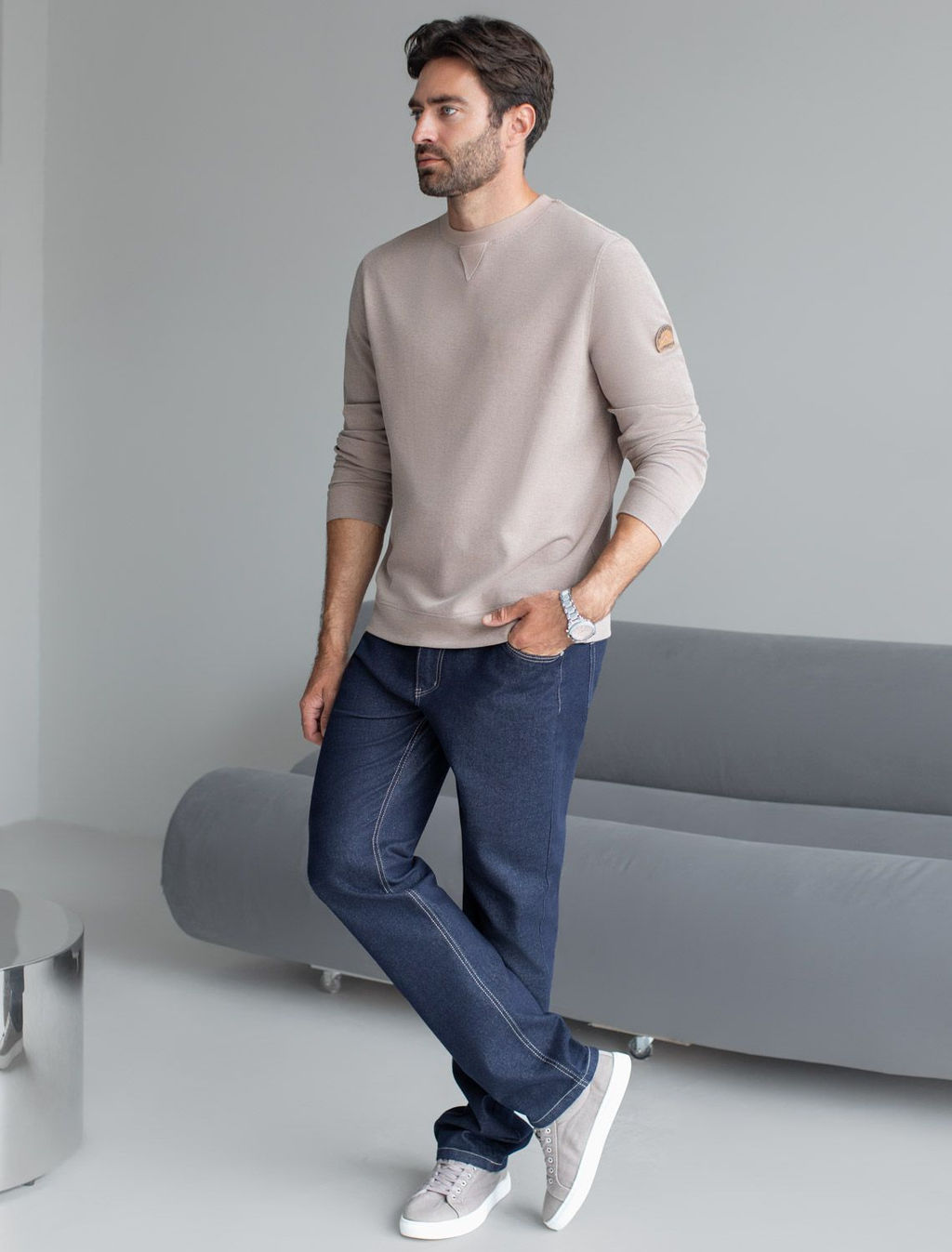 Джемпер легкий из фактурного эластичного трикотажа с принтом - Vilatte фото 5