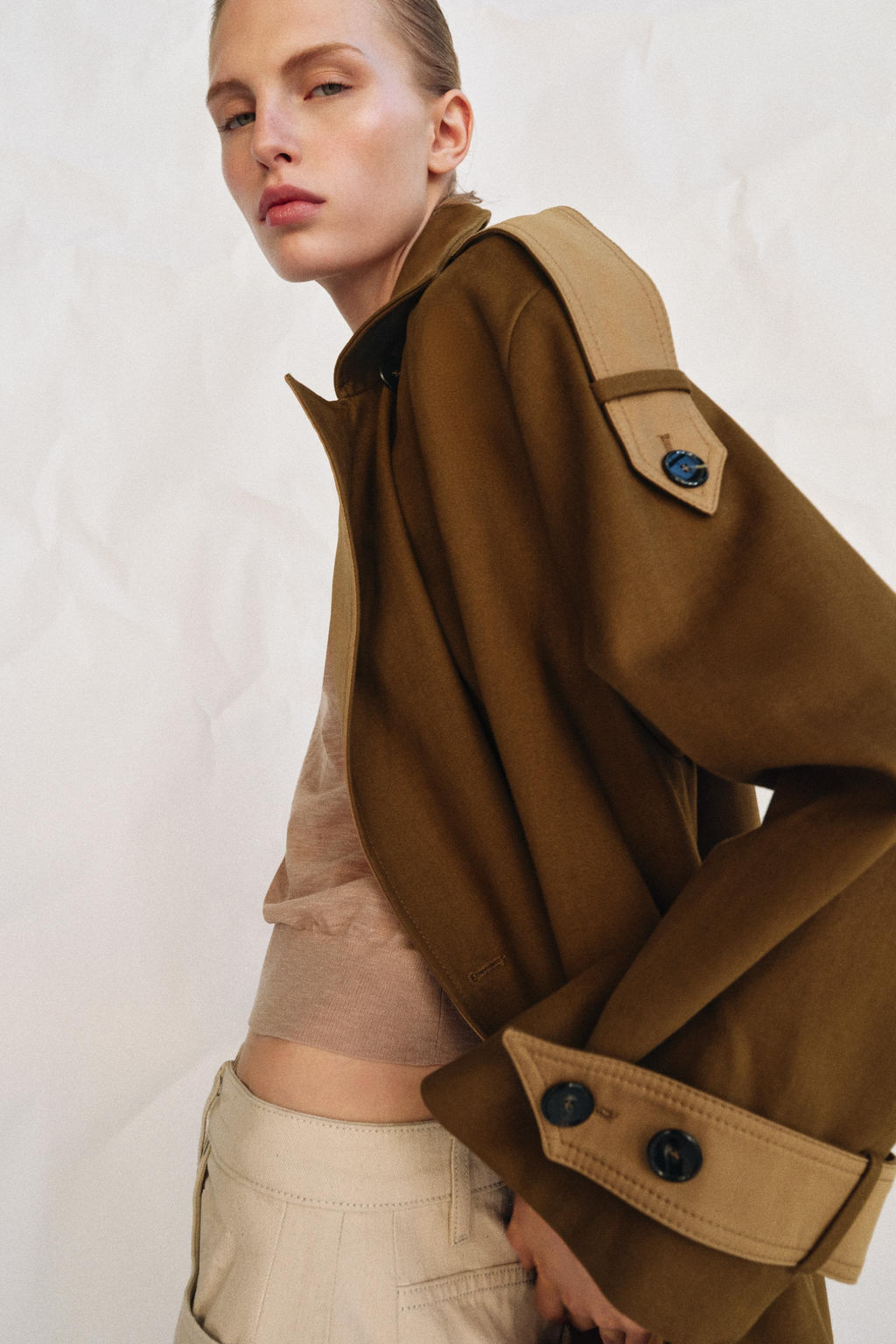 TRENCH LARGO COMBINADO ZW COLLECTION / Camel medio - Zara фото 6