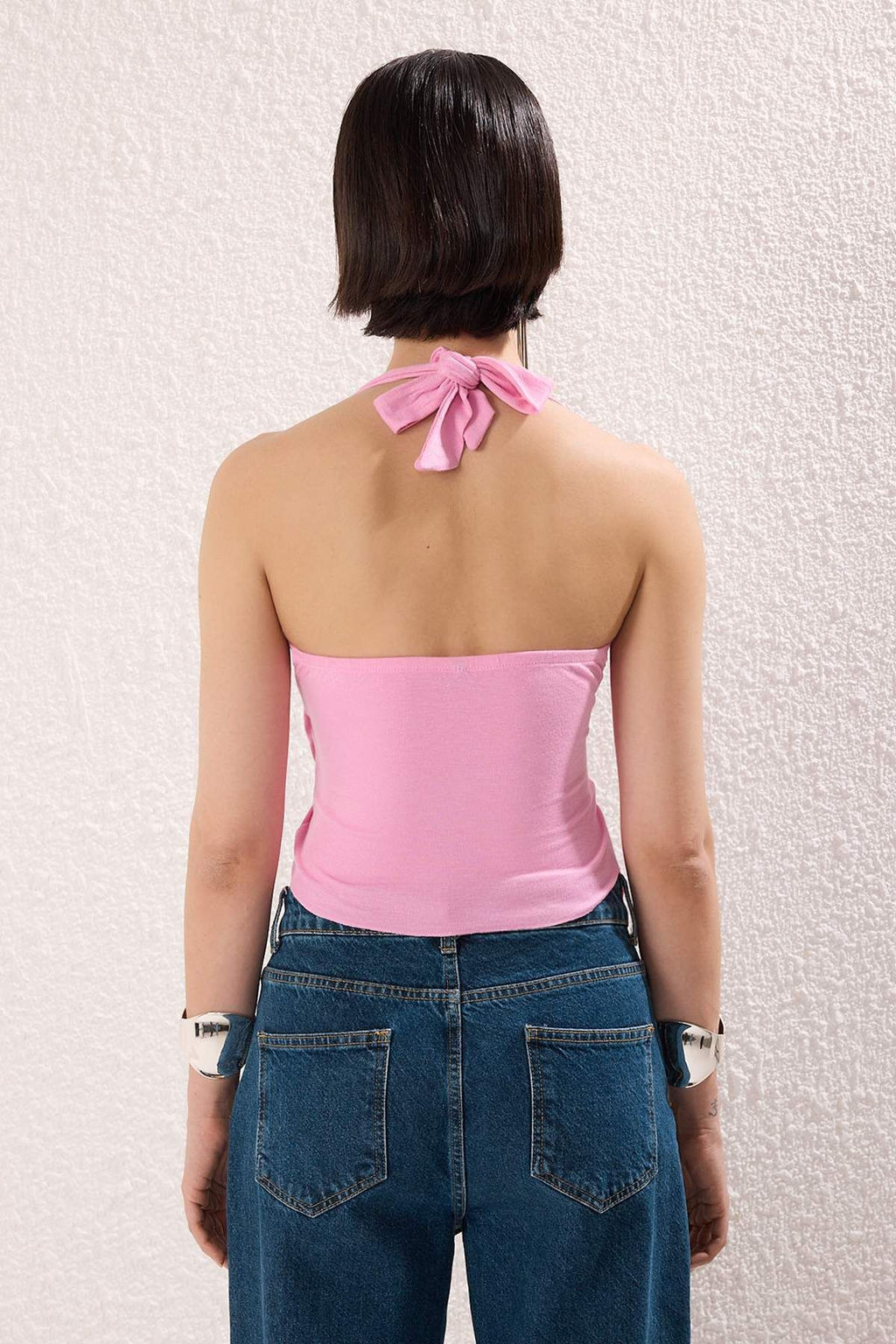 Ac?k Pembe Kruvaze Yaka Aksesuar Detayl? Orme Party Bluz TPRSS25BZ00048