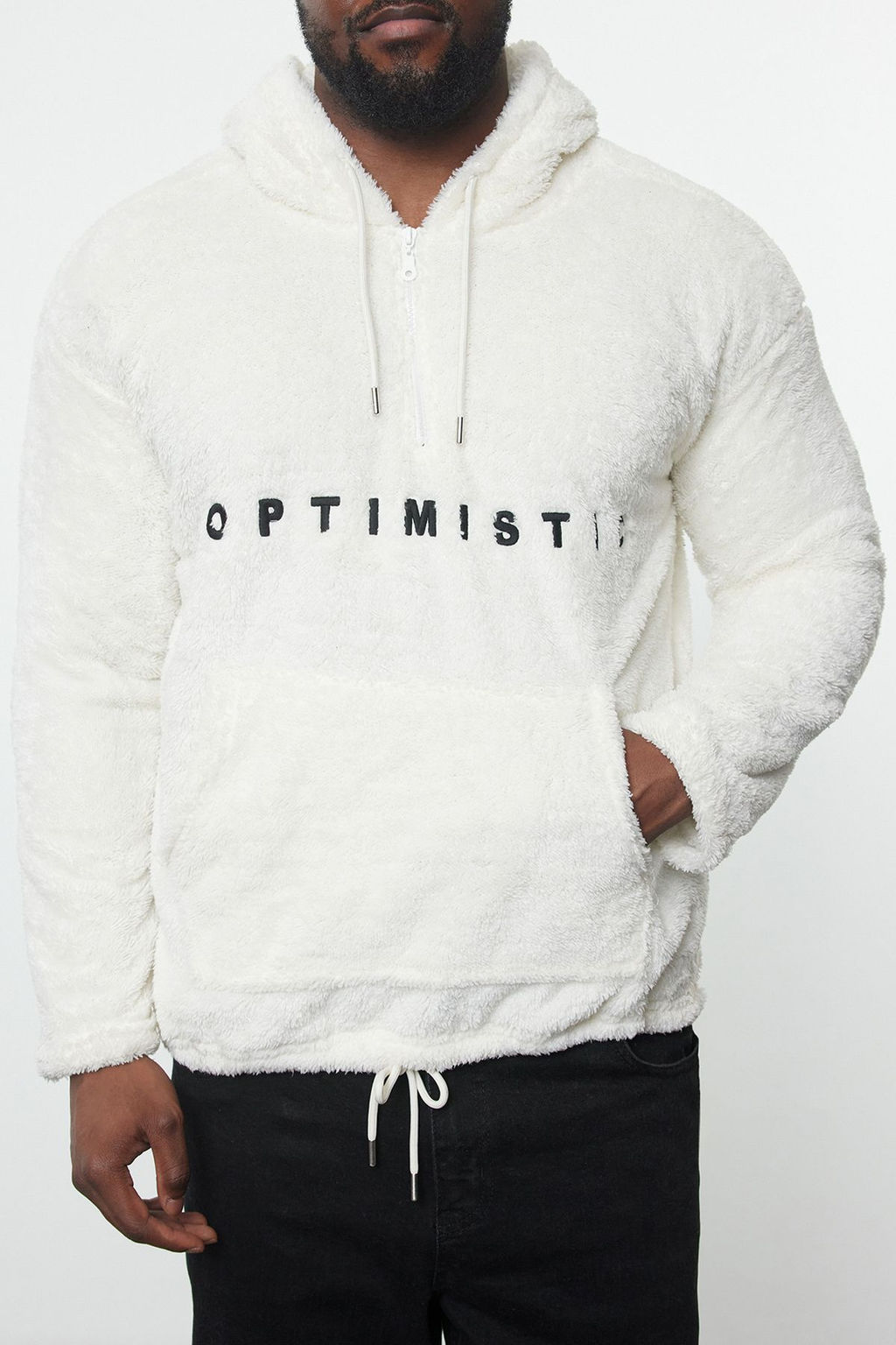 TRENDYOL MAN Ekru Buyuk Beden Oversize/Genis Kesim Kal?n Pelus Sweatshirt TMNAW25AO00024 - Trendyolmilla фото 3