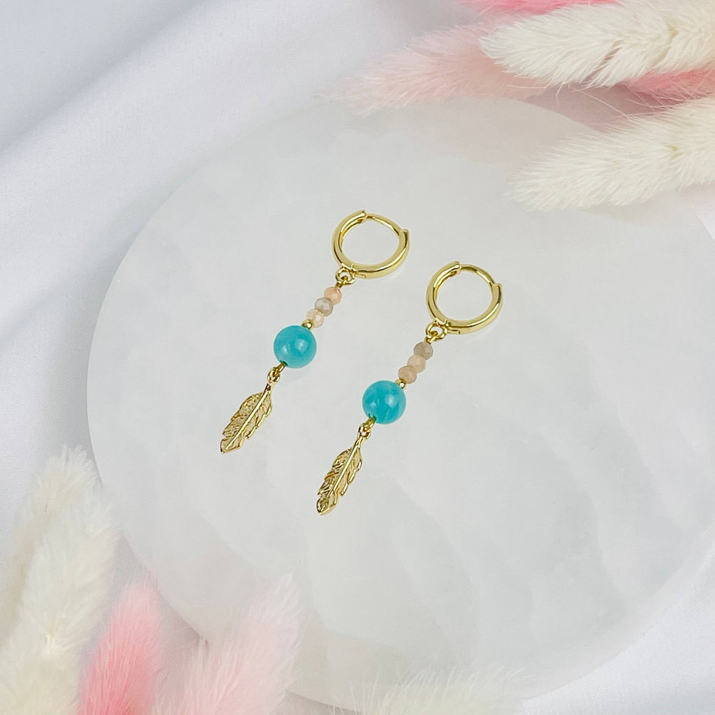 Серьги из Лунного камня и Амазонита