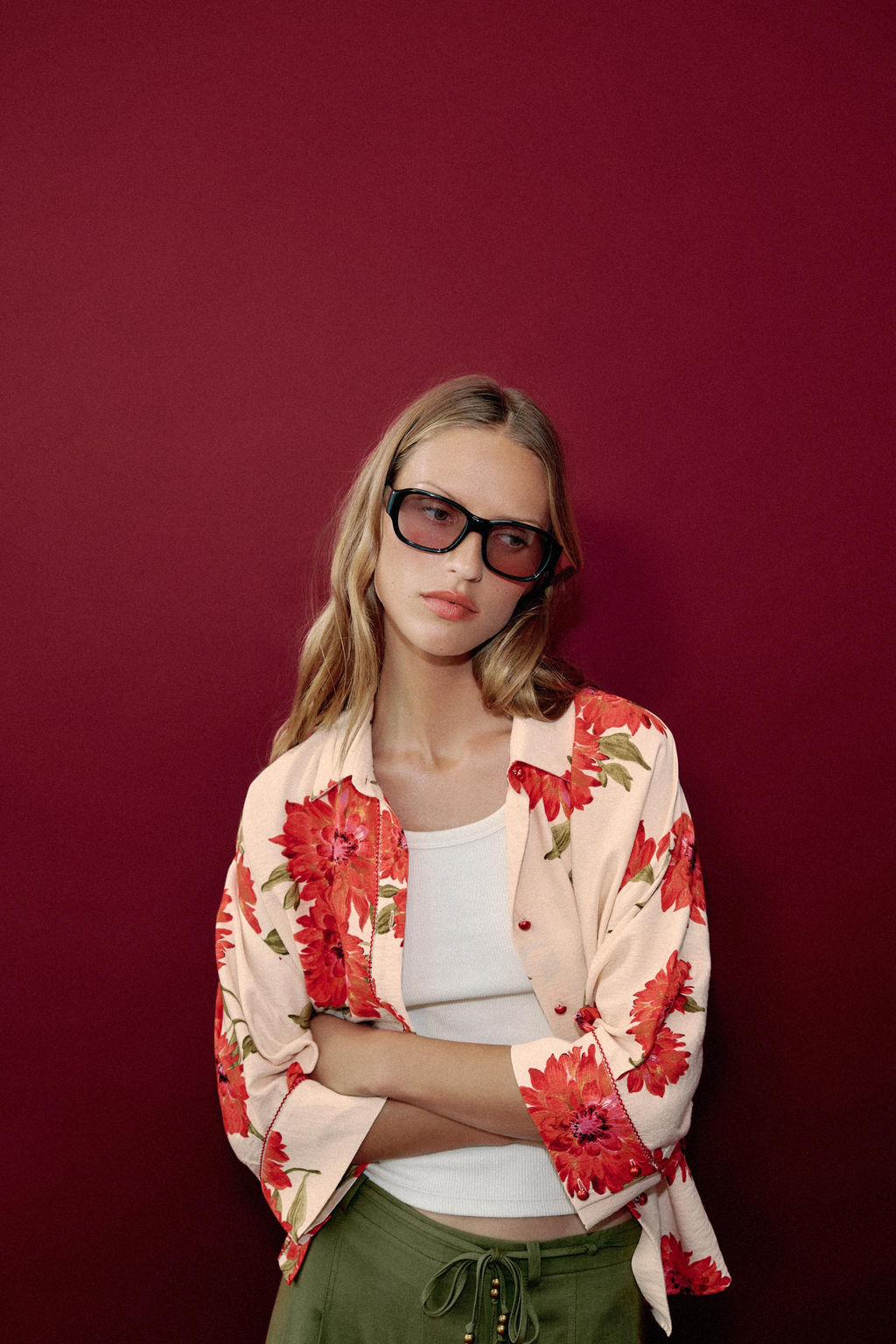 CAMISA ESTAMPADO FLORAL / Crudo / Rojo - Zara фото 8