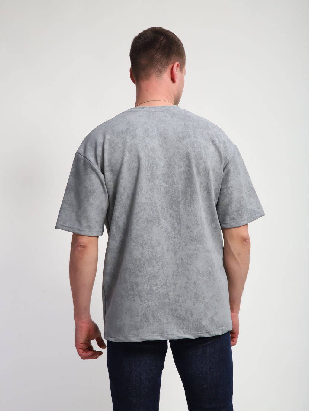 М460 Футболка оверсайз футер (серый винтаж)