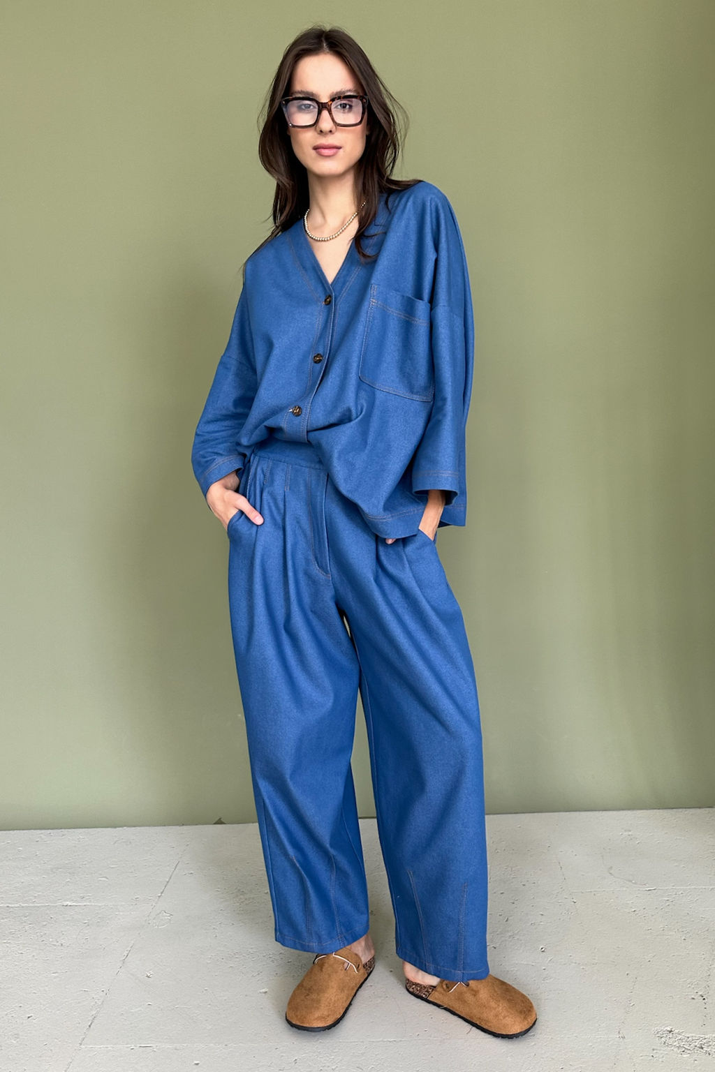 Брюки-бананы DENIM086/01/Синий