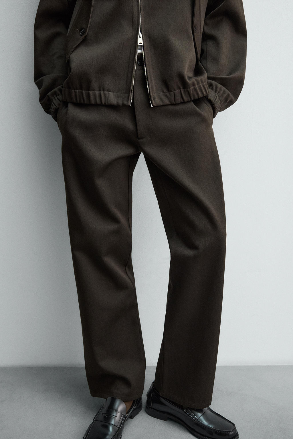 WOOL/COTTON TEXTURED TROUSERS - Zara фото 5