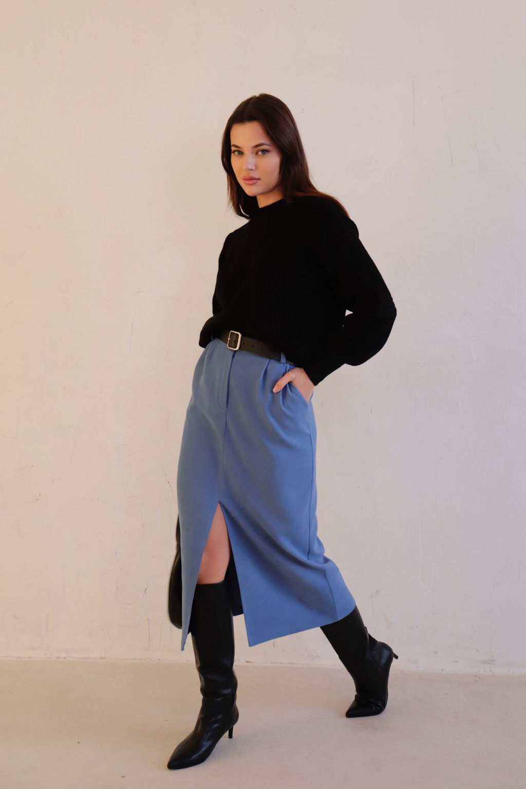 11217 Юбка миди-макси тёмно-голубая - Martichelli фото 2