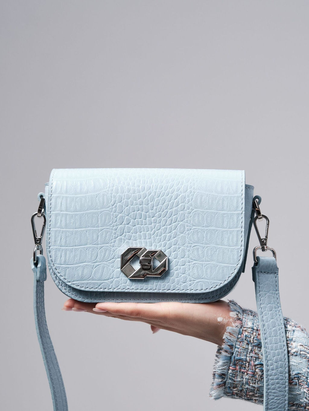 Сумка на плечо Deboro 30879 голубая вода/крок