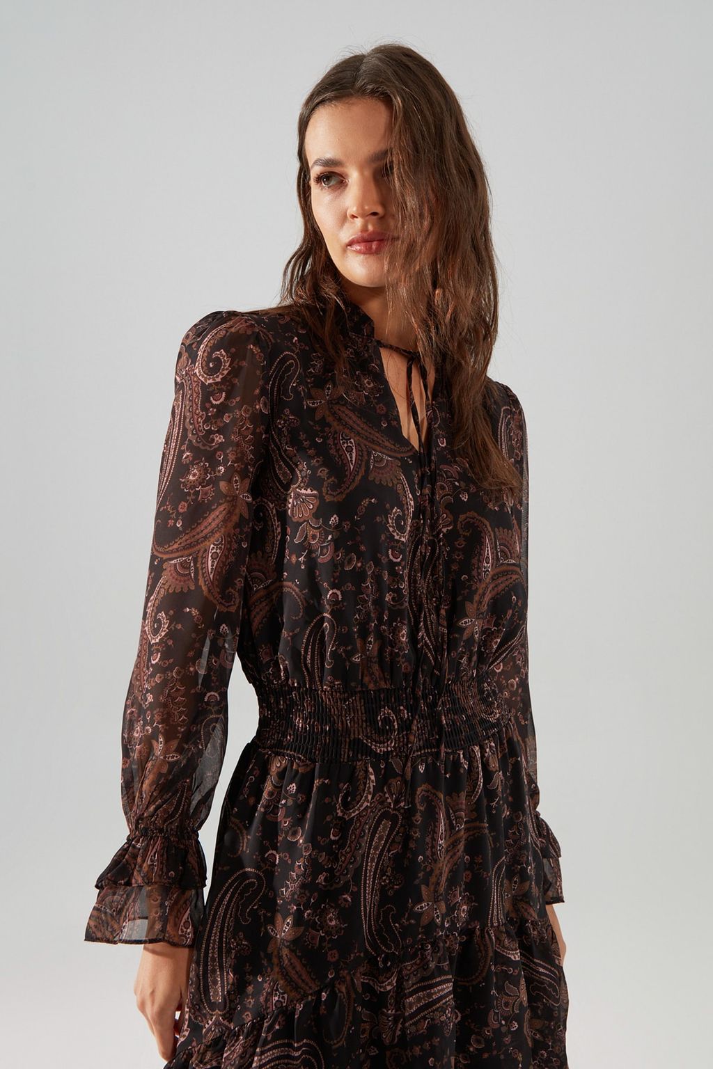 TRENDYOLMILLA Cok Renkli Boyundan Baglamal? Dokuma K?sl?k Elbise TWOAW21EL1448  фото 8