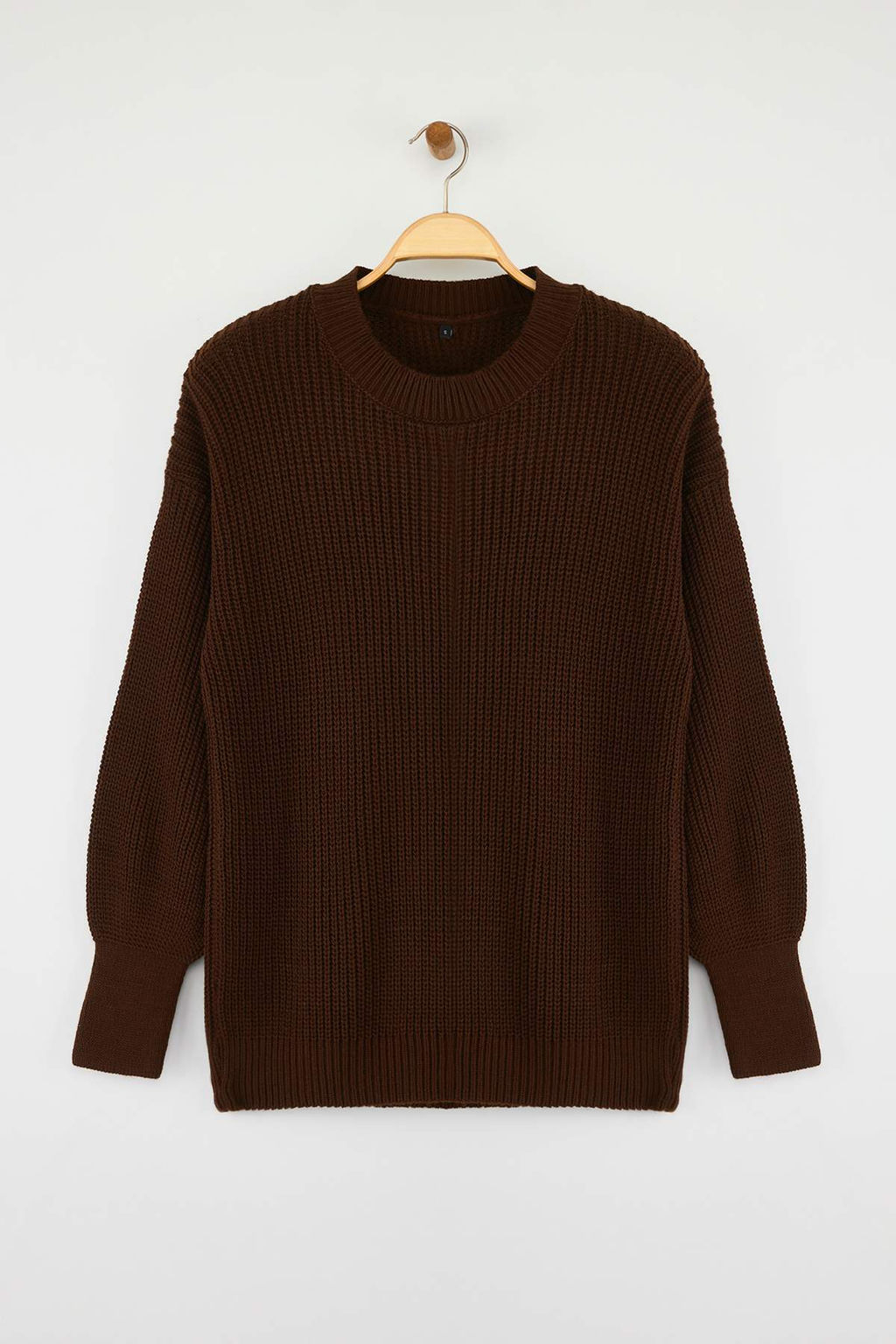 Kahverengi Genis Kal?p Basic Triko Kazak TWOAW23KZ01448