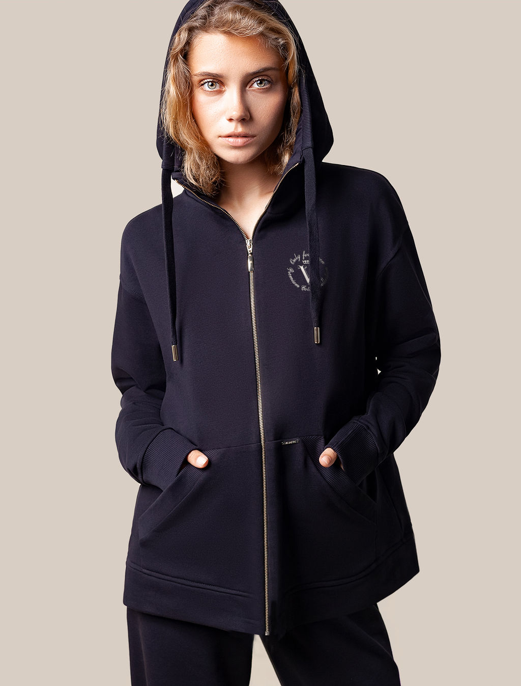 VILATTE / Худи на молнии из петельчатого футера-трехнитки