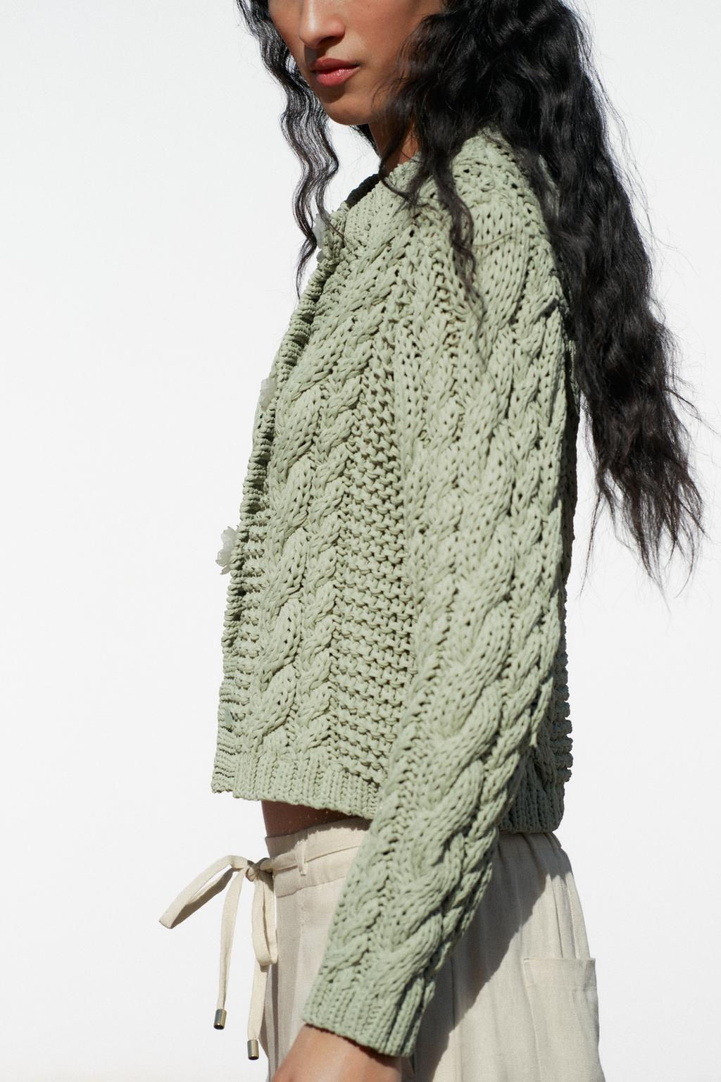 FLORAL BUTTON KNIT CARDIGAN - Zara фото 4