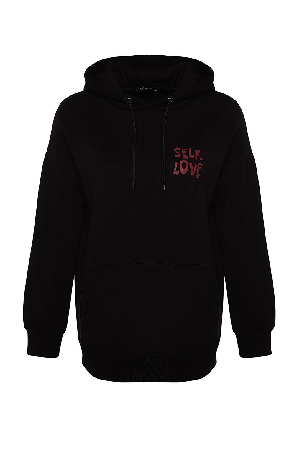Siyah S?rt Bask? Detayl? Oversize/Genis Kal?p Kal?n Ici Polarl? Orme Sweatshirt TWOAW22SW0687