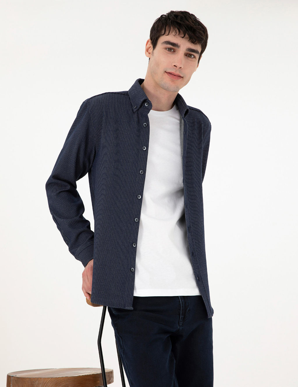 Lacivert _izgili Regular Fit Uzun Kollu G_mlek - Pierre cardin фото 3