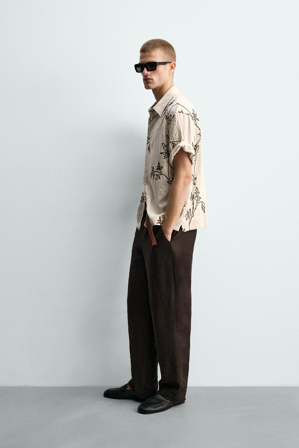 CAMISA RELAXED FIT  BORDADO FLORAL / Crudo - Zara фото 4