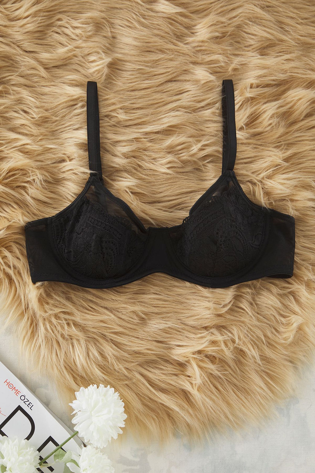 TRENDYOLMILLA Siyah Tekli Dantel Balenli Ajurlu Sabit Kap T-Shirt Bra Sutyen THMSS25SU00022 фото 6