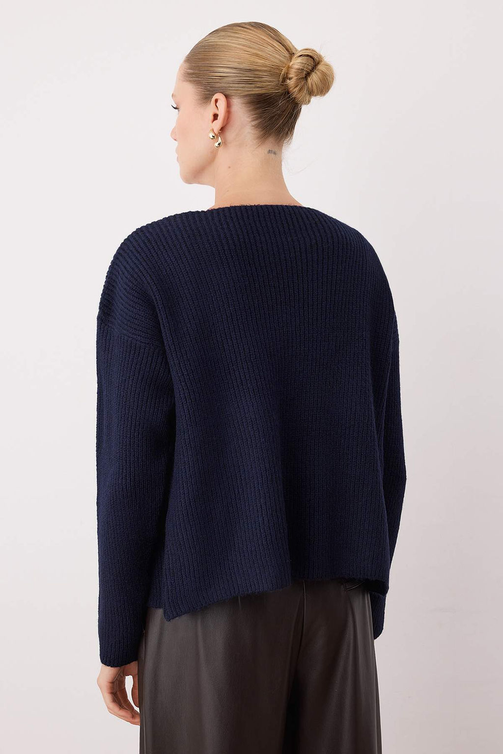 Lacivert Yumusak Dokulu 2li Triko Bluz-H?rka Tak?m TWOAW26HI00220