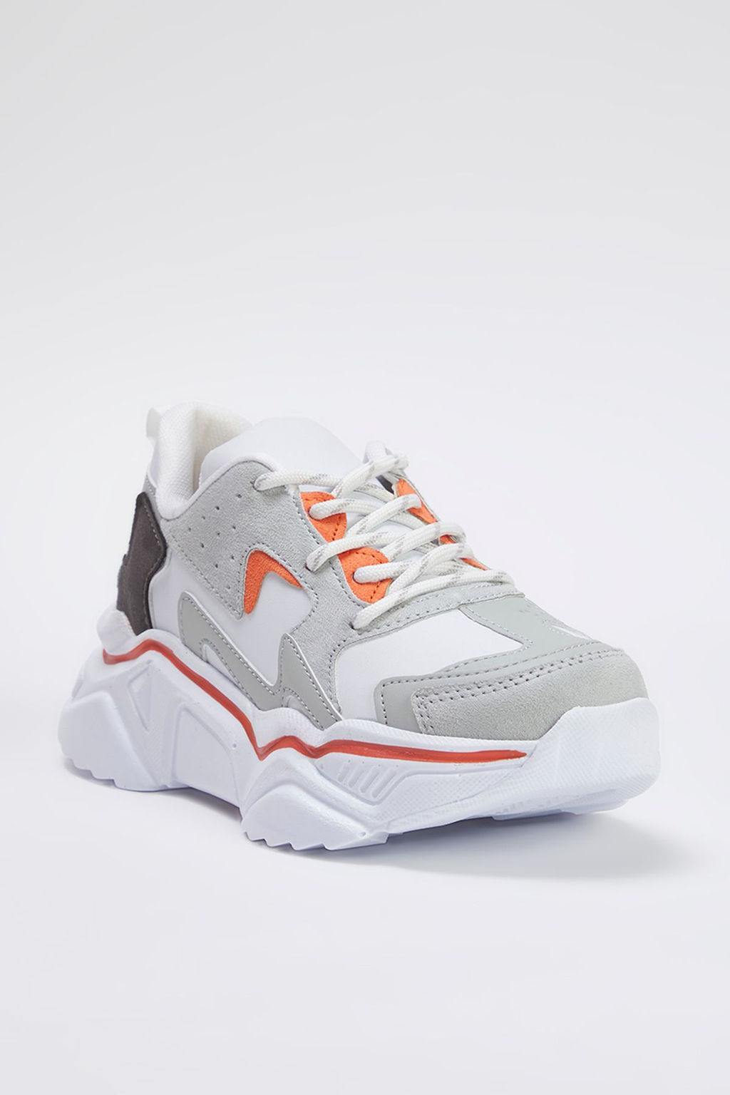 Trendyol Shoes Gri Kontrast Renk Bloklu Kad?n Kal?n Taban Spor Ayakkab? TAKSS25SN00002 - Trendyolmilla фото 6