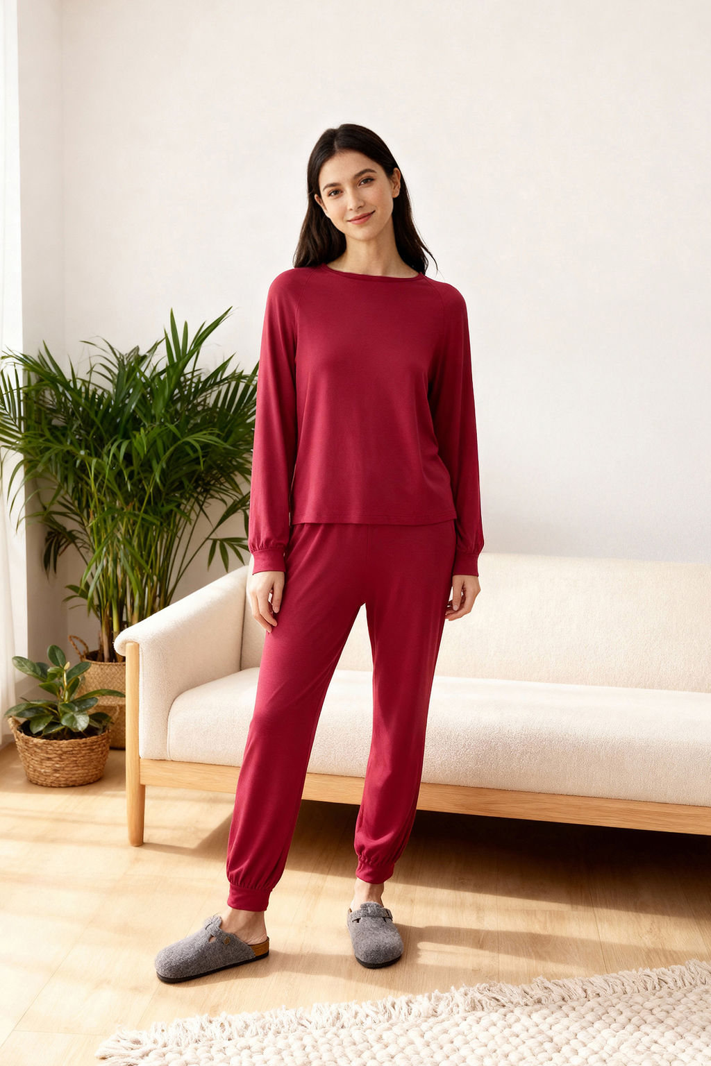 Bordo Duz Viskon Suprem Orme Pijama Tak?m? THMAW26PT00019 - Trendyolmilla фото 5