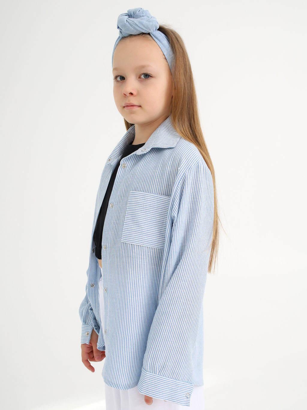 Рубашка-хенли Лен, голубой меланж - Inzibe фото 35