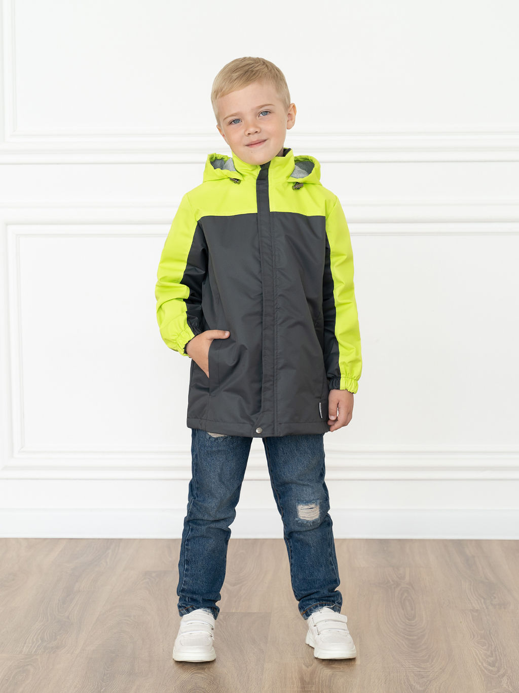 Ветровка детская серо-салатовая 20-019/1 (110-116, 60)