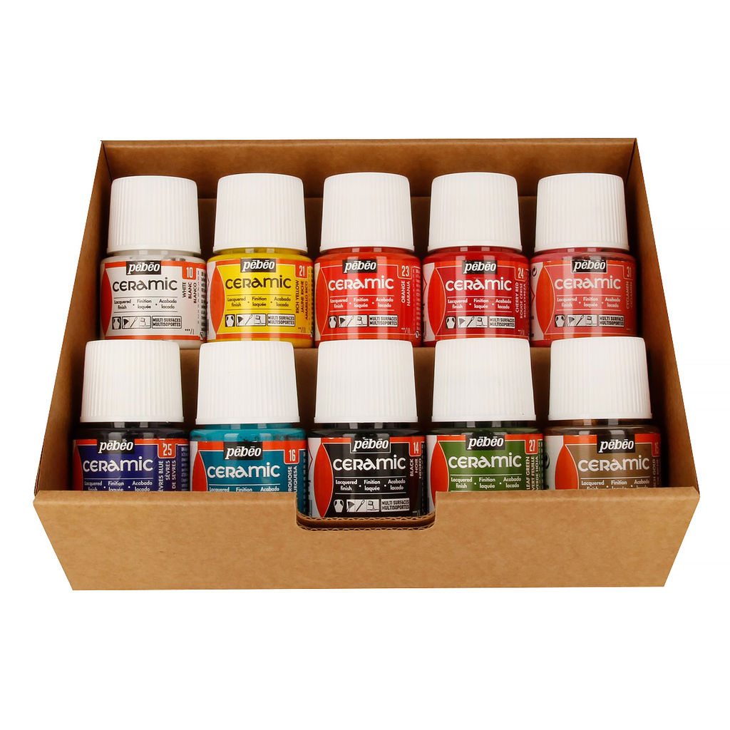 PEBEO Набор красок Ceramic Коллекция по керамике и металлу с аксессуарами 10 цв. х 45 мл 758451