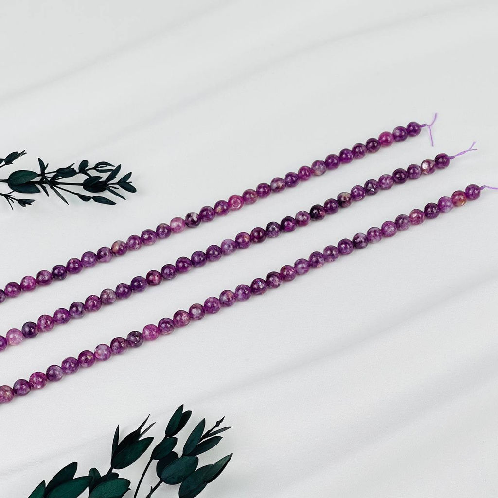 Бусины для украшений из Лепидолита (60 бусин) 39 см