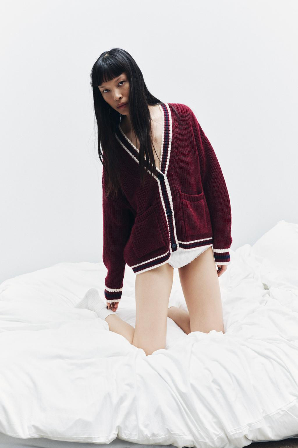 KNIT CARDIGAN WITH TRIM - Zara фото 2