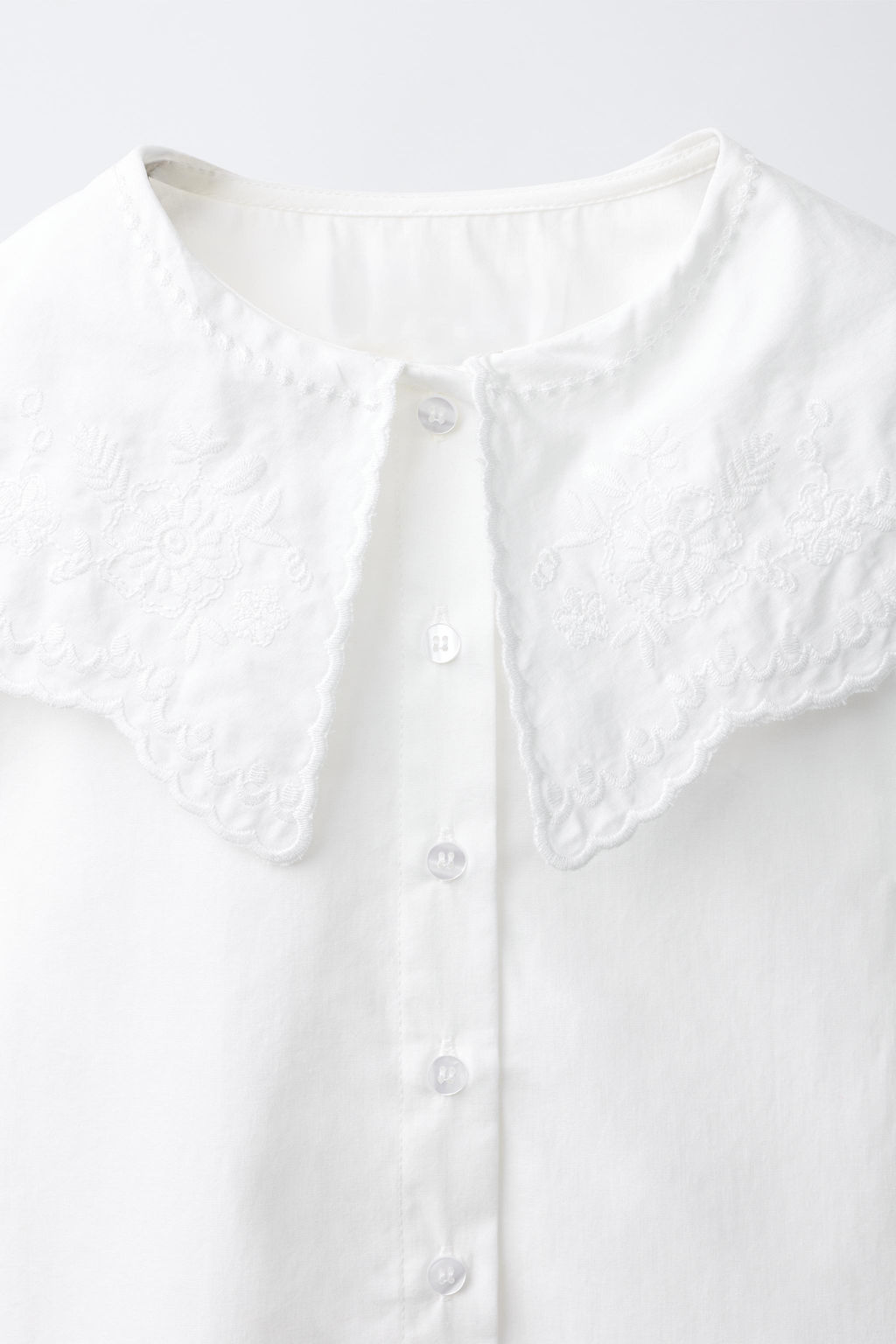 CAMISA CUELLO BOBO BORDADO / Blanco - Zara фото 3