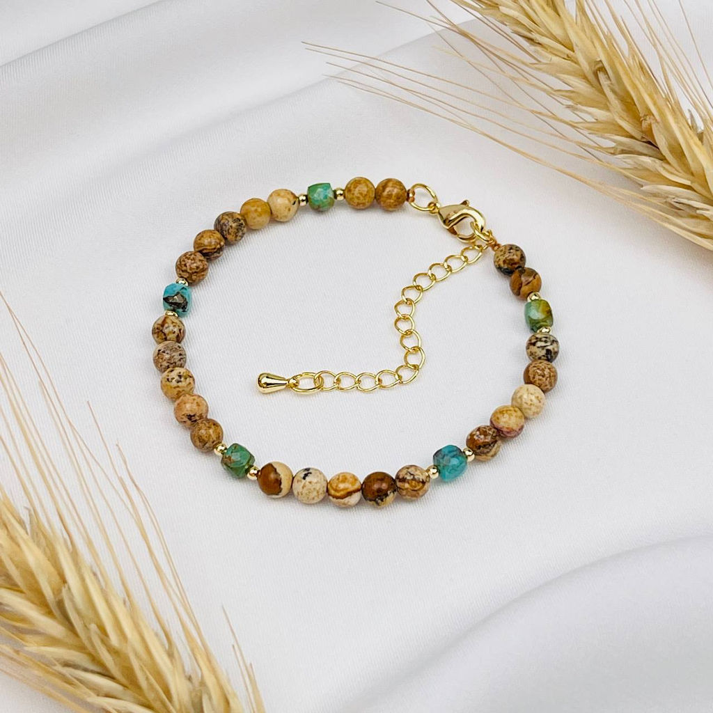 Браслет из песочной Яшмы и Бирюзы - Радуга самоцветов фото 2