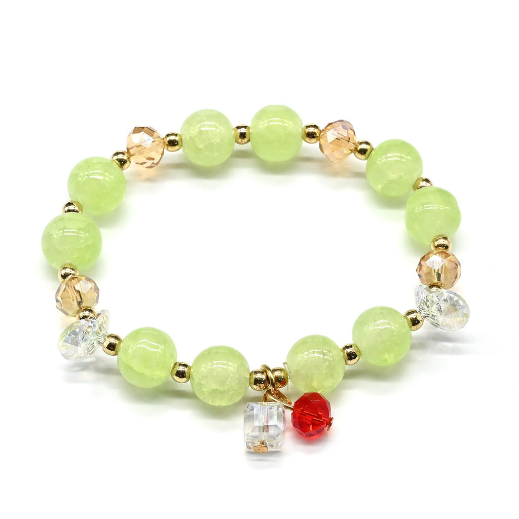 Браслет из полимера шарик 10мм цв.салатовый