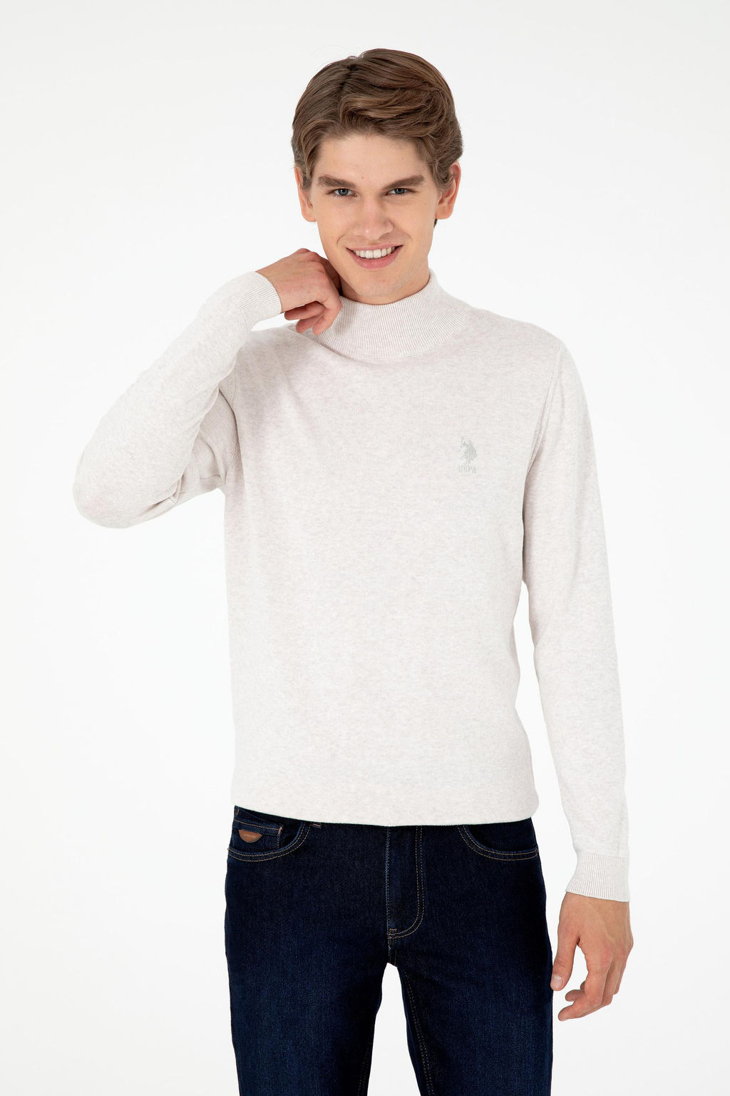 Мужской базовый свитер из каменного меланжа - U.s. polo assn фото 3