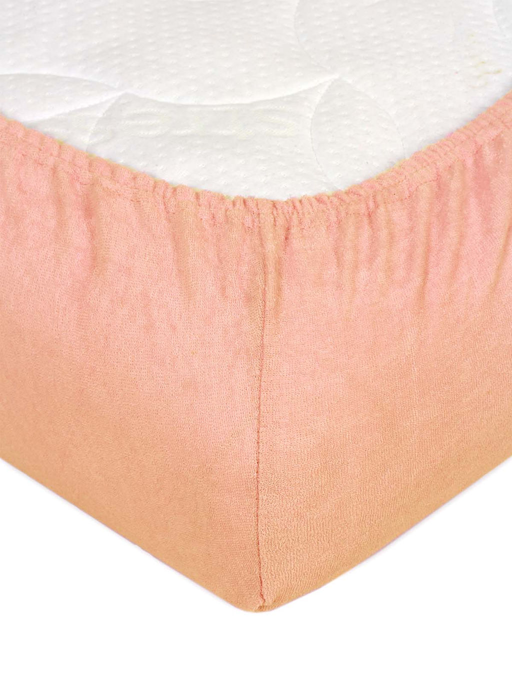 Простыня на резинке Махра - Персик 120*200*20