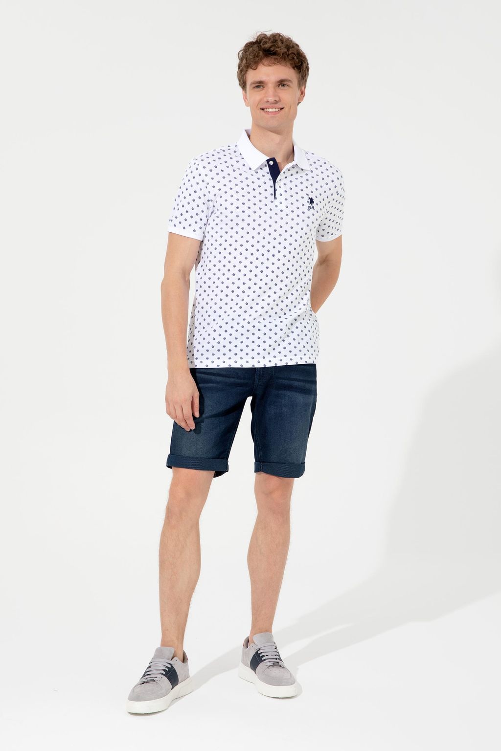 U. S. Polo Assn Мужская белая футболка с воротником-поло - U.s. polo assn фото 4