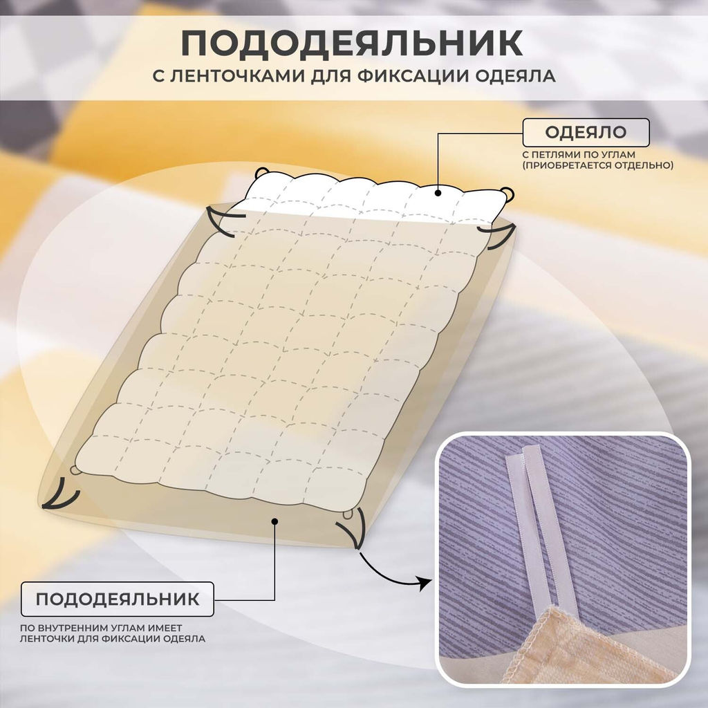 Комплект постельного белья Люкс Сатин 100% хлопок на резинке AR360