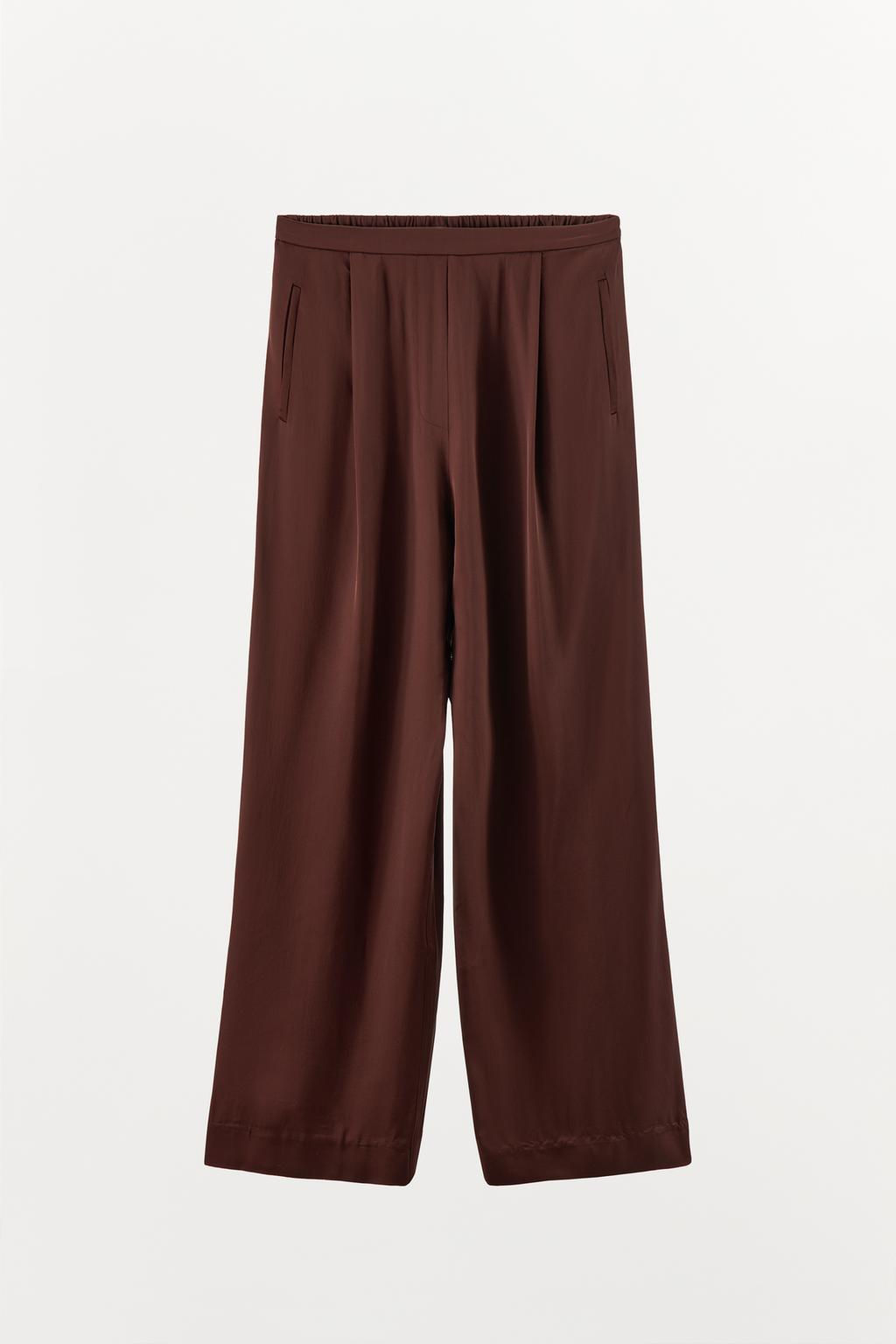 SATIN LOOSE-FITTING PLEATED TROUSERS - Zara фото 5