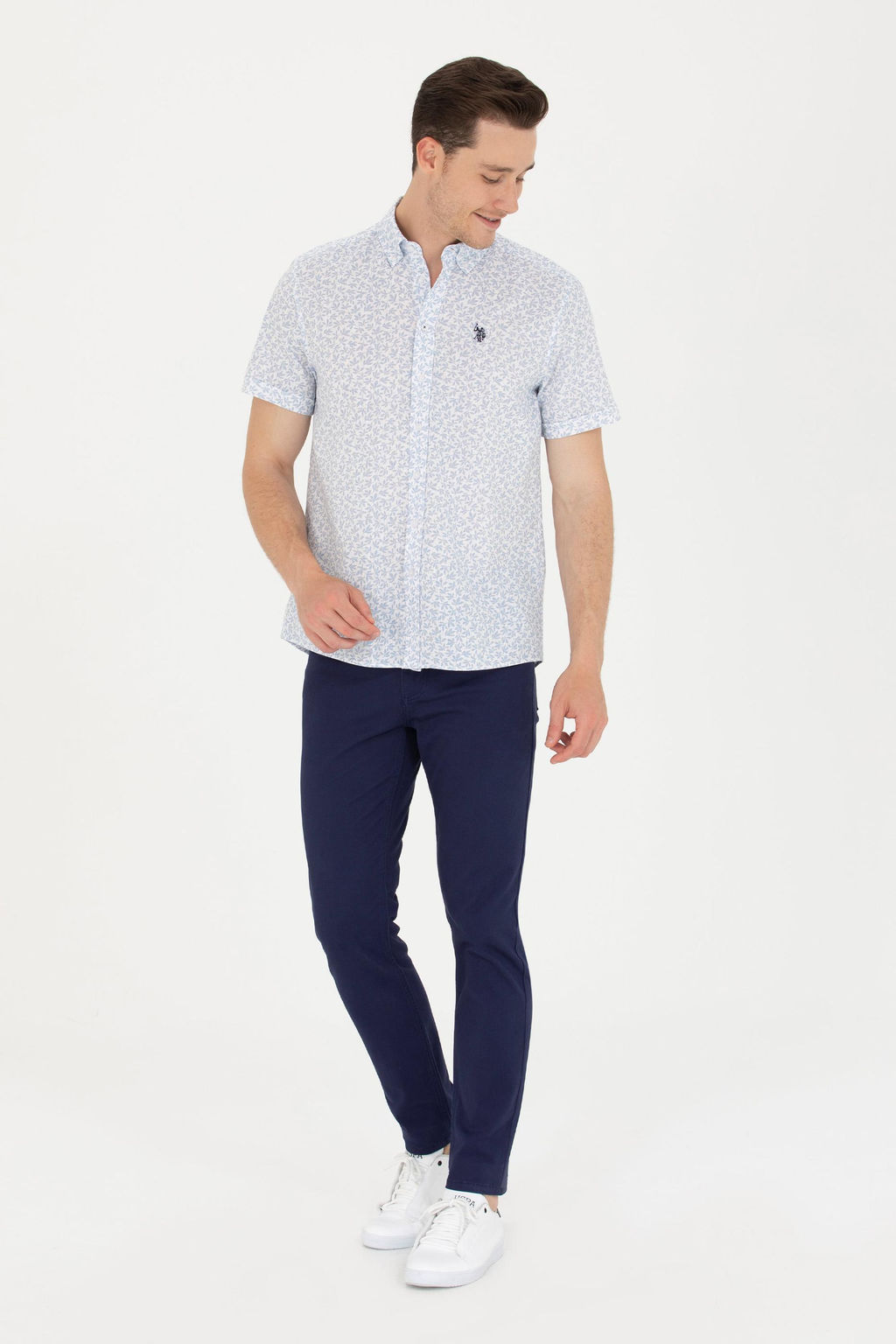 U. S. Polo Assn Мужская синяя рубашка с коротким рукавом - U.s. polo assn фото 4