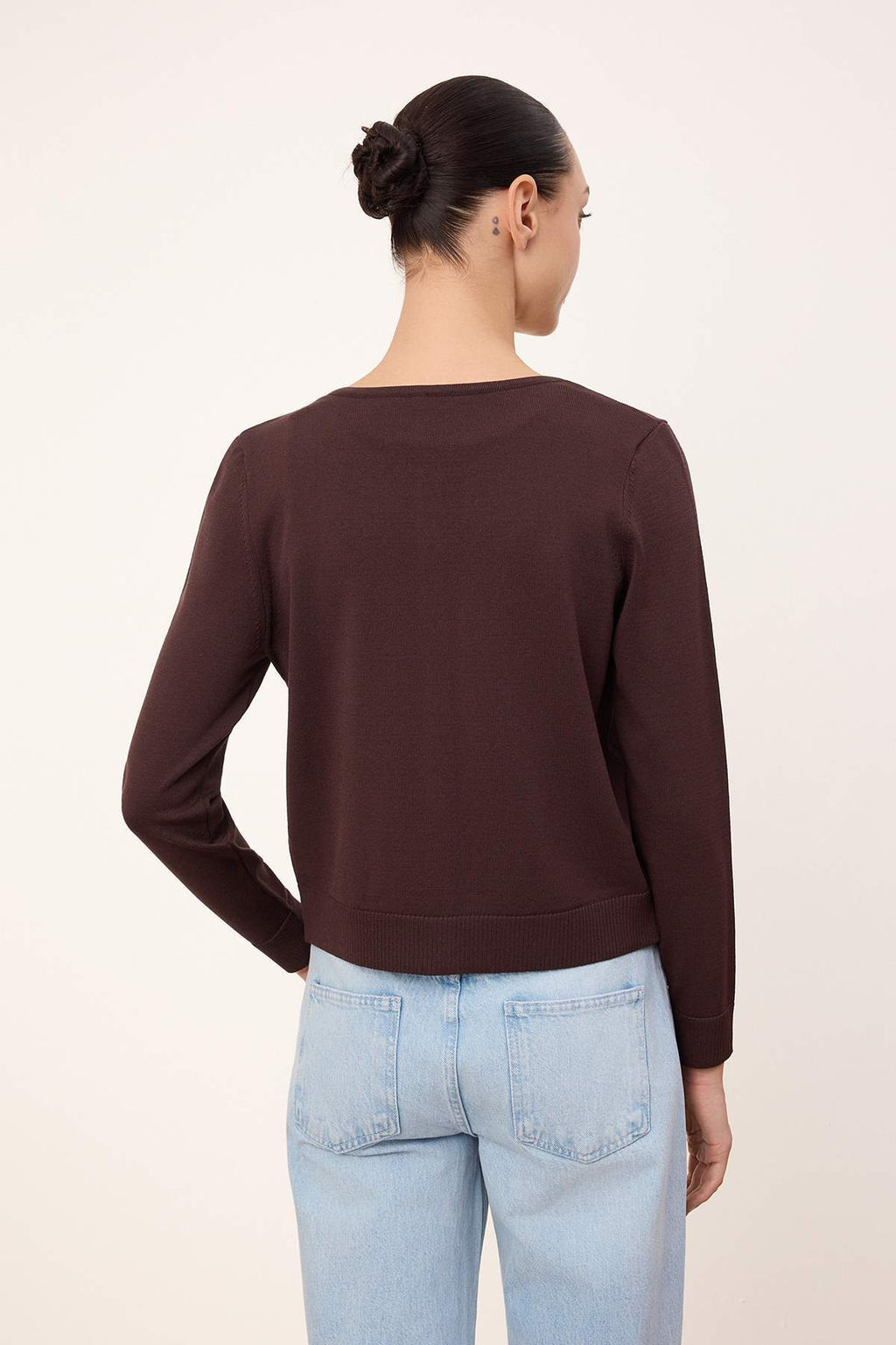 Wardrobe Essentials Kahverengi Basic Rayon Gorunumlu H?rka-Bluz Triko H?rka TWOSS26HI00001 - Trendyolmilla фото 4