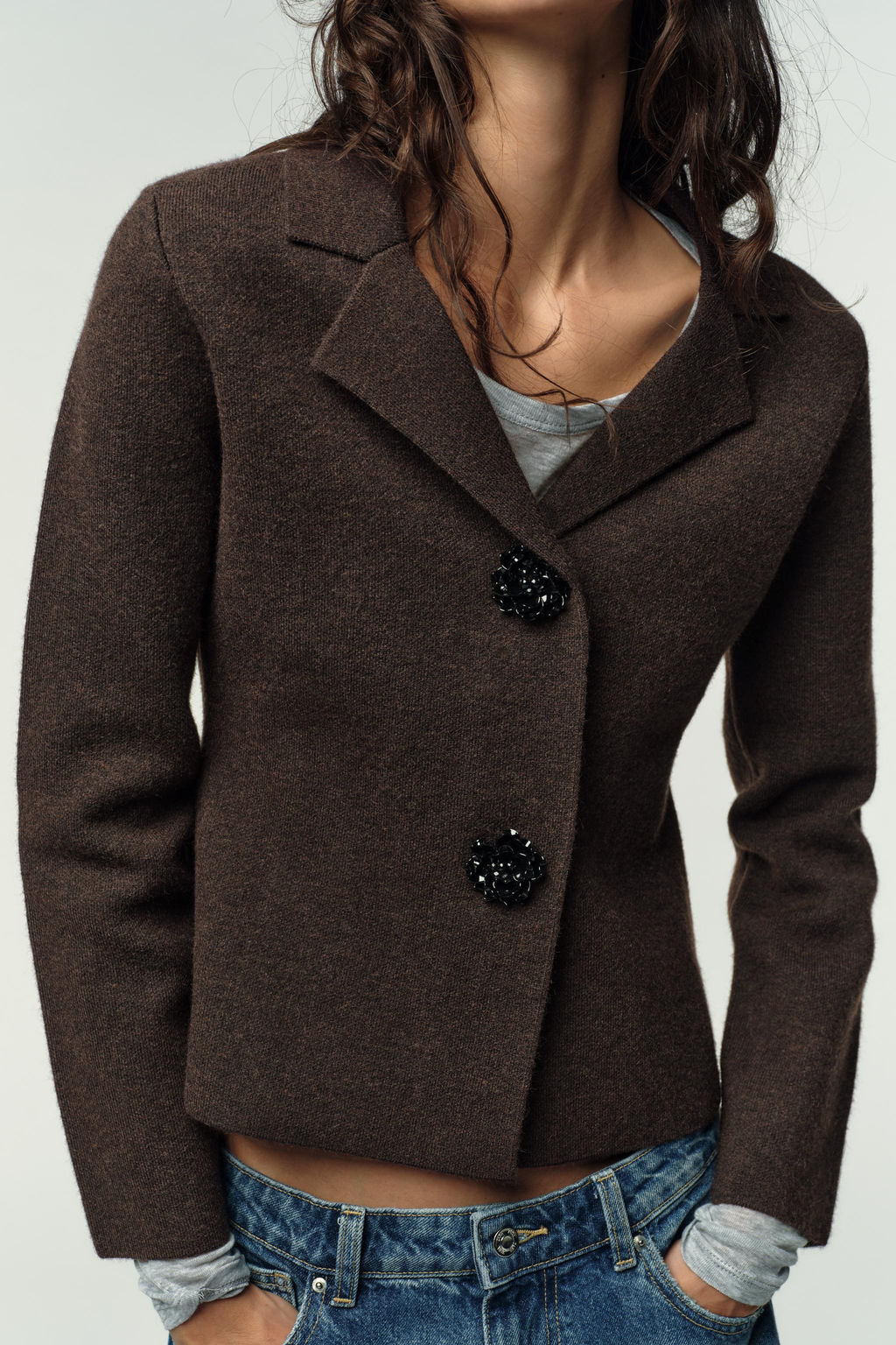 KNIT BLAZER WITH RHINESTONE BUTTONS - Zara фото 3