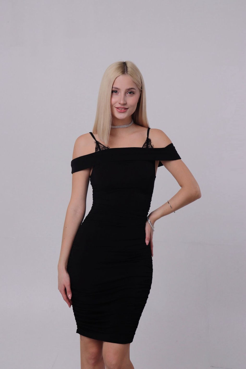 Платье вечернее чёрное с вырезом кармен - Martichelli фото 2