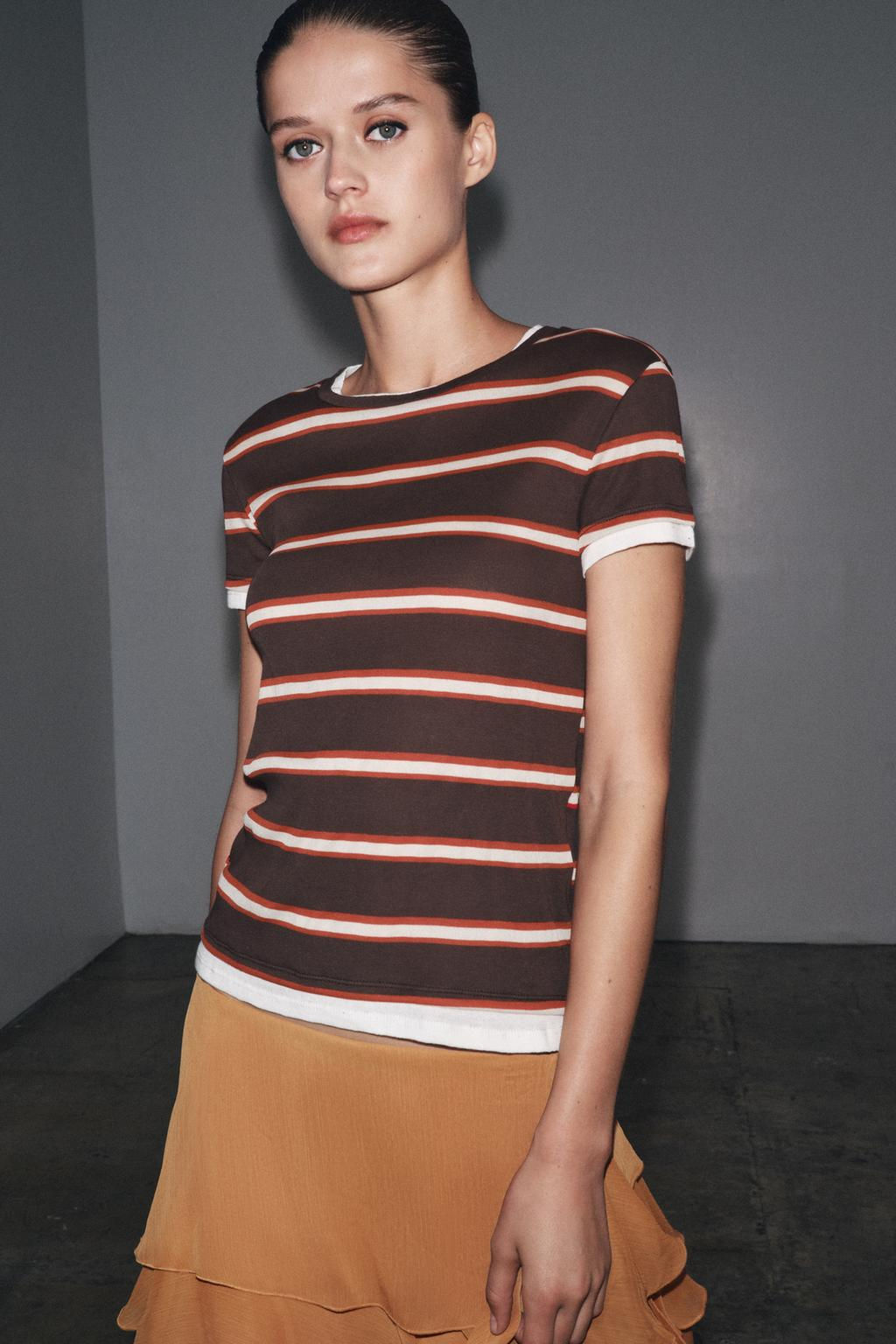 DOUBLE STRIPE T-SHIRT - Zara фото 9