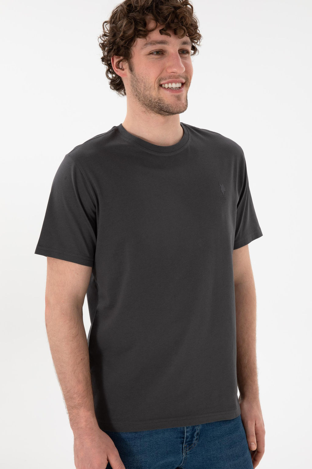 Футболка мужская U.S. Polo Assn из хлопка антрацитовая  фото 11