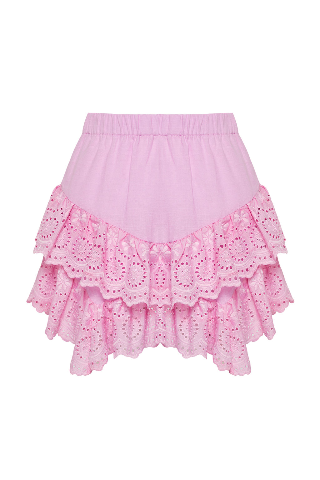 TRENDYOLMILLA Plaj Giyim Briddal Beyaz Mini Dokuma Brode Detayl? Flaml? Pamuk Plaj Etek TBESS24ET00004 фото 24