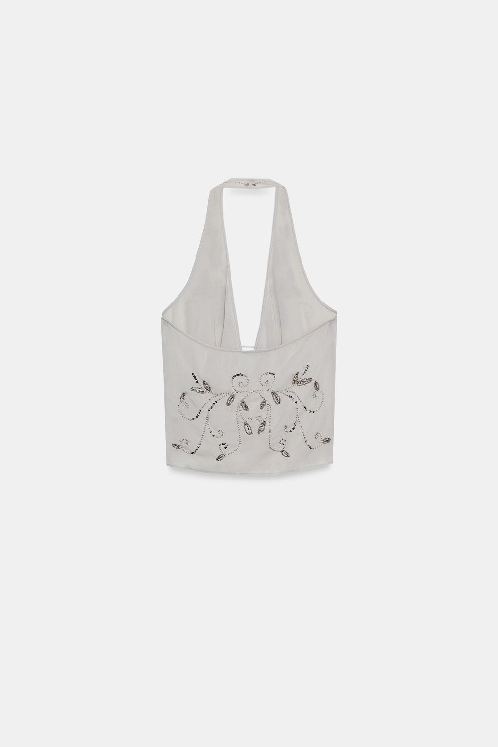 TOP HALTER ABALORIOS / Gris