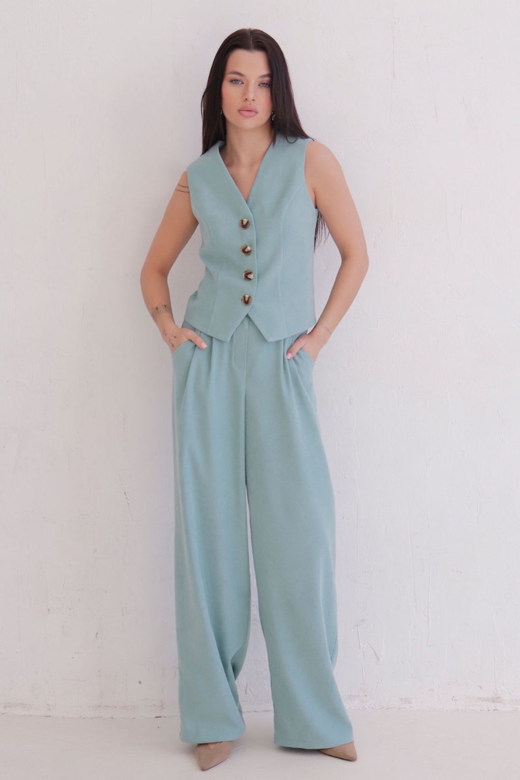 12398 Костюм с жилетом аквамарин - Martichelli фото 4