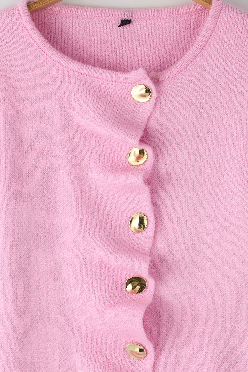 Pembe Buzgu Kapama Detayl? Metal Dugmeli Triko H?rka TWOAW26HI00110 - Trendyolmilla фото 7