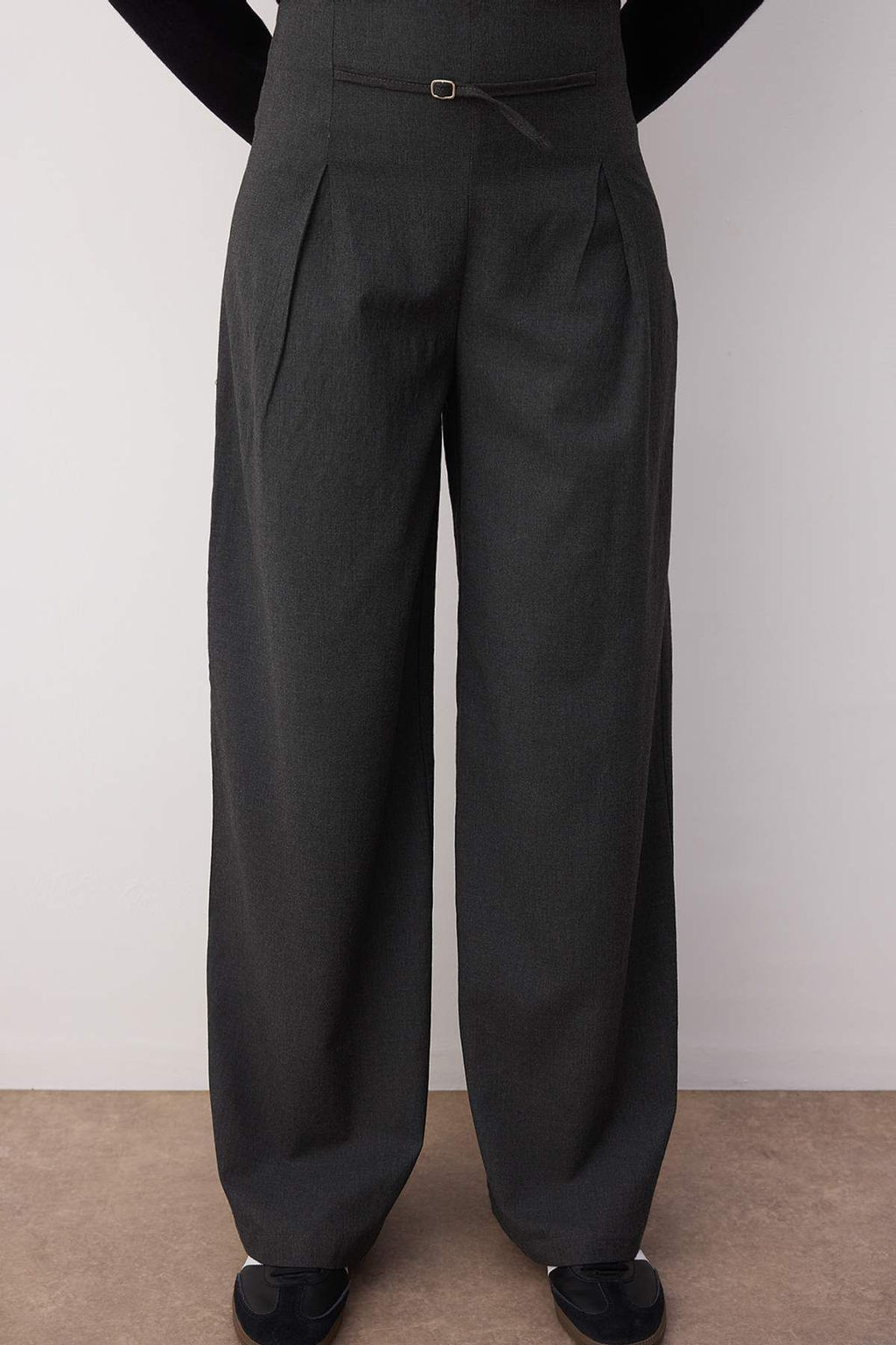 Antrasit Ufak Kemer Tokal? Wide Leg/Genis Paca Pantolon TWOAW26PL00011 - Trendyolmilla фото 3